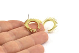 Brass Moon Earring, 4 Raw Brass Crescent Moon Stud Earrings (21x2.5mm) N1433