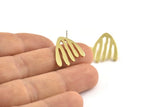Earring Studs, 4 Raw Brass -  Stud Earrings - Brass Earrings - Earrings (18x15x1.2mm) N1447