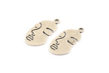 Brass Face Charm, 4 Antique Silver Plated Brass Face Charms With 1 Loop (33.5x17x1mm) E023