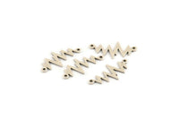 Silver Heart Rhythm Connector, 12 Antique Silver Plated Brass Heart Rhythm Shaped Connectors With 2 Loops (22x10.5x0.75mm) E072 H1595