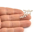 Silver Heart Rhythm Connector, 12 Antique Silver Plated Brass Heart Rhythm Shaped Connectors With 2 Loops (22x10.5x0.75mm) E072 H1595