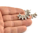 Silver Sun Charm, 2 Textured Antique Silver Plated Brass Sun Pendants With 2 Loops (34.5x24x2.2mm) E205 Q0527