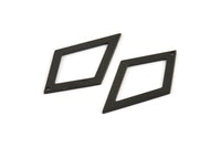 Black Diamond Charm, 6 Oxidized Black Brass Rhombus Charms With 1 Hole, Findings (41x25x1mm) D930