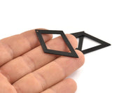Black Diamond Charm, 6 Oxidized Black Brass Rhombus Charms With 1 Hole, Findings (41x25x1mm) D930