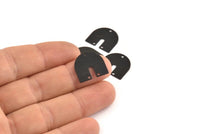 Black Geometric Charm, 12 Textured Oxidized Black Brass U Shaped Charms With 3 Holes (16x17x0.50mm) D0586