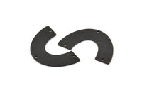 Black Geometric Charm, 4 Textured Oxidized Black Brass Semi Circle Blanks With 3 Holes (34x21x0.80mm) D1367