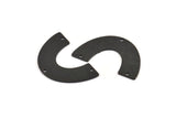 Black Geometric Charm, 4 Textured Oxidized Black Brass Semi Circle Blanks With 3 Holes (34x21x0.80mm) D1367