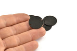 Black Round Tag, 4 Textured Oxidized Black Brass Round Stamping Blanks With 2 Holes (21x1mm) D0760