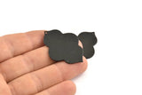 Black Badge Charm, 2 Oxidized Black Brass Badge Blanks With 1 Hole, Earrings, Findings (39x28x1mm) D0816