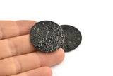 Black Disc Charm, 4 Hammered Oxidized Black Brass Round Connectors With 2 Holes (30x0.70mm) D1028