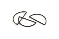Black Half Moon, 25 Oxidized Black Brass Semi Circle Connectors (14x28x1mm) A1700 Q0703