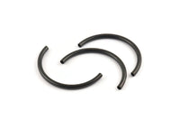 Black Noodle Tubes, 6 Oxidized Black Brass Semi Circle Curved Tube Beads (3x45mm) D0262 H0896