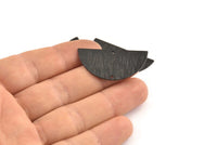 Black Half Moon, 4 Textured Oxidized Black Brass Semi Circle Blanks With 2 Holes, Charms, Pendants (36x18x0.60mm) D0665