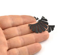 Black Fringed Pendant, 4 Oxidized Black Brass Fringed Charms With 2 Holes, Findings (30x17x0.80mm) D1384
