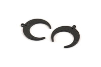 Black Moon Charm, 12 Oxidized Black Brass Crescent Moon Charms With 1 Loop And 1 Hole (19x18x1mm) D0708