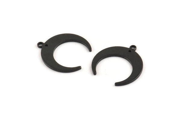 Black Moon Charm, 12 Oxidized Black Brass Crescent Moon Charms With 1 Loop And 1 Hole (19x18x1mm) D0708