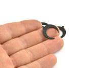 Black Moon Charm, 12 Oxidized Black Brass Crescent Moon Charms With 1 Loop And 1 Hole (19x18x1mm) D0708