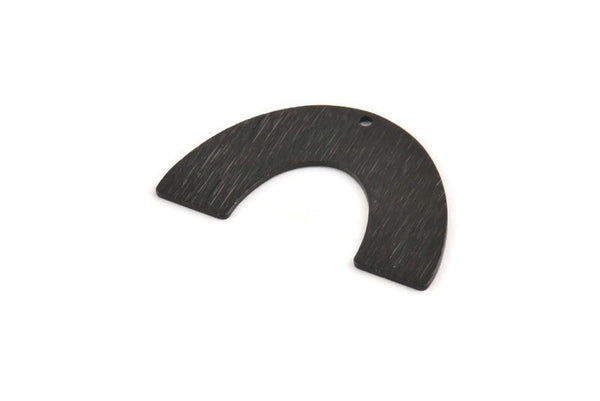 Black Geometric Charm, 6 Textured Oxidized Black Brass Semi Circle Blanks With 1 Hole, Pendants, Findings (34x21x0.80mm) D1550