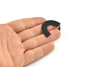 Black Geometric Charm, 6 Textured Oxidized Black Brass Semi Circle Blanks With 1 Hole, Pendants, Findings (34x21x0.80mm) D1550