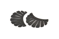 Black Fringed Pendant, 4 Textured Oxidized Black Brass Fringed Charms With 2 Holes, Findings (30x17x0.80mm) D1540