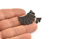 Black Fringed Pendant, 4 Textured Oxidized Black Brass Fringed Charms With 2 Holes, Findings (30x17x0.80mm) D1540