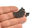 Black Fringed Pendant, 4 Textured Oxidized Black Brass Fringed Charms With 2 Holes, Findings (30x17x0.80mm) D1540