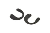 Black Geometric Charm, 6 Textured Oxidized Black Brass U Shaped Pendants With 3 Holes (24x30x0.60mm) D925