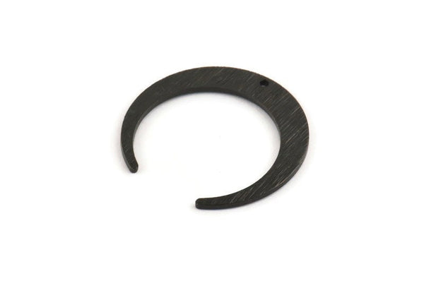 Black Moon Charm, 6 Textured Oxidized Black Brass Crescent Moon Charms With 1 Hole (27x25x1mm) D931 H1390