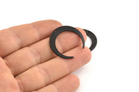 Black Moon Charm, 6 Textured Oxidized Black Brass Crescent Moon Charms With 1 Hole (27x25x1mm) D931 H1390