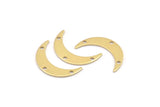Brass Moon Charm, 24 Raw Brass Crescent Moon Charms With 3 Holes (22x5x0.80mm) M01191