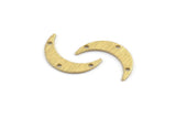 Brass Moon Charm, 24 Textured Raw Brass Crescent Moon Charms With 3 Holes (22x5x0.80mm) M01205