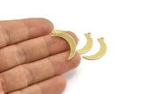 Brass Moon Charm, 24 Raw Brass Crescent Moon Charms With 1 Loop (25x5x0.80mm) M01189