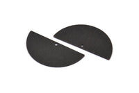 Black Half Moon, 6 Oxidized Black Brass Textured Semi Circle Blanks With 1 Hole, Charms, Earrings (36x18x0.60mm) D0746 H1019