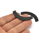 Black Geometric Pendant, 4 Textured Oxidized Black Brass Semi Circle Blanks With 2 Holes, Charms, Findings (47x8x1mm) D1393