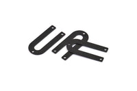 Black Geometric Charm, 10 Oxidized Black Brass U Shaped Pendants With 3 Holes (26x12x0.55mm) E016