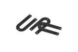 Black Geometric Charm, 10 Oxidized Black Brass U Shaped Pendants With 3 Holes (26x12x0.55mm) E016