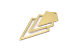 Brass Triangle Charm, 6 Raw Brass Diamond Charms With 1 Hole (46x22x1mm) M01172
