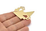 Brass Triangle Charm, 6 Raw Brass Diamond Charms With 1 Hole (46x22x1mm) M01173