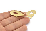 Brass Triangle Charm, 6 Raw Brass Diamond Charms With 1 Hole (46x22x1mm) M01174