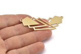 Brass Triangle Charm, 6 Raw Brass Diamond Charms With 1 Loop (49x22x1mm) M01162