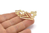 Brass Triangle Charm, 6 Raw Brass Diamond Charms With 1 Loop (49x22x1mm) M01160