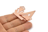 Copper Triangle Charm, 4 Raw Copper Diamond Charms With 1 Hole (46x22x1mm) M01184