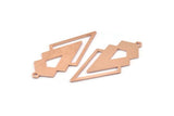 Copper Triangle Charm, 4 Raw Copper Diamond Charms With 1 Loop (49x22x1mm) M01133
