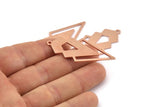 Copper Triangle Charm, 4 Raw Copper Diamond Charms With 1 Loop (49x22x1mm) M01133
