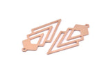 Copper Triangle Charm, 4 Raw Copper Diamond Charms With 1 Loop (49x22x1mm) M01143