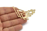 Brass Triangle Charm, 6 Raw Brass Diamond Charms With 2 Loops (51x22x1mm) M01163