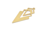 Brass Triangle Charm, 6 Raw Brass Diamond Charms With 1 Loop (49x22x1mm) M01156