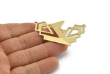 Brass Triangle Charm, 6 Raw Brass Diamond Charms With 1 Loop (49x22x1mm) M01156
