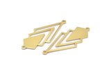 Brass Triangle Charm, 6 Raw Brass Diamond Charms With 2 Loops (51x22x1mm) M01149