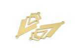 Brass Triangle Charm, 6 Raw Brass Diamond Charms With 2 Loops (51x22x1mm) M01155